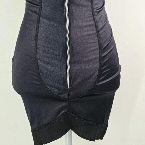 Vintage Tripp NYC Black Satin Front Zip Bondage Whimsigoth Mini Dress USA - Picture 3 of 11